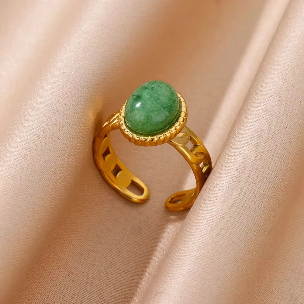 HERnniez Luxury Green Flower Rings Jewelry