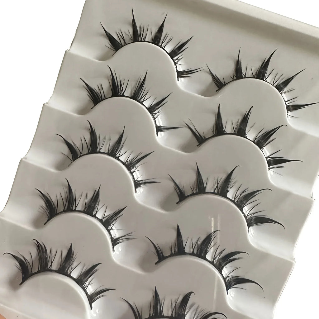 HERnniez Anime-Inspired False Eyelashes, 5 Pairs Cartoon Eye Faux Lashes