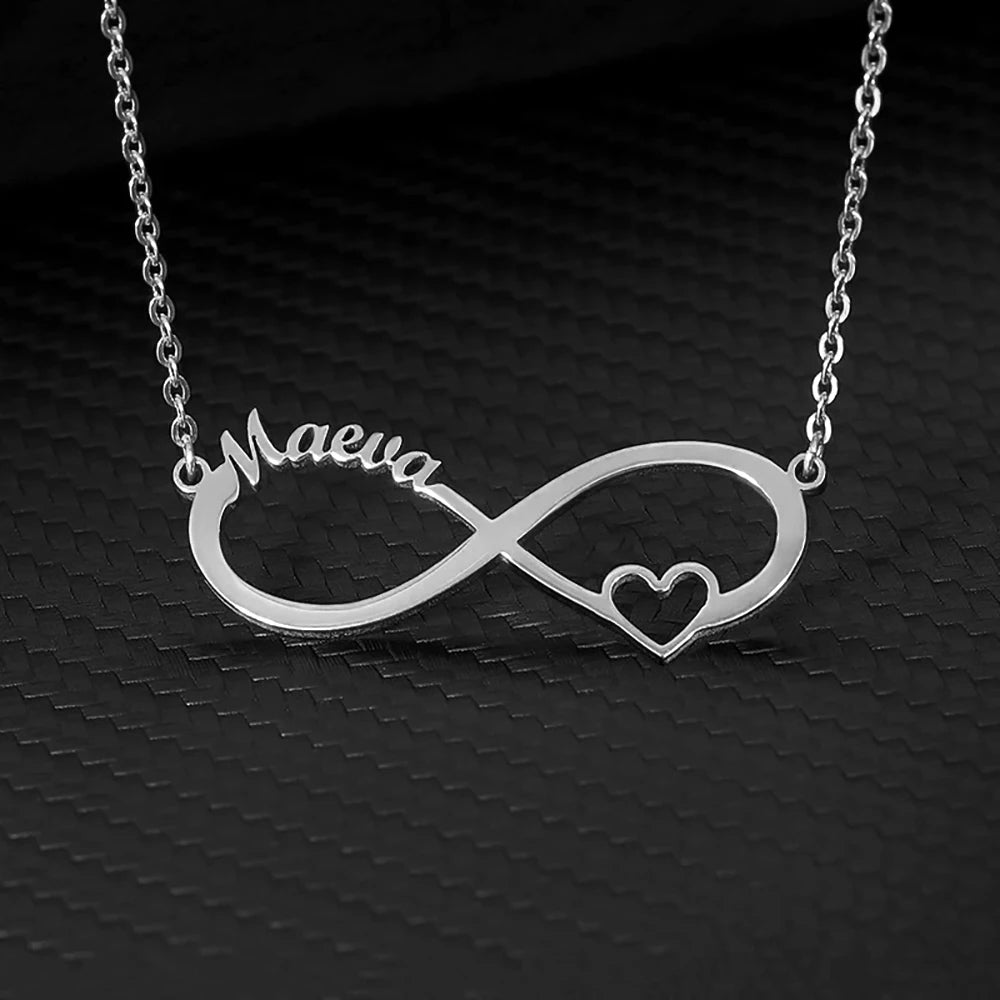 HERnniez Custom Double Heart Two Names Infinity Necklaces