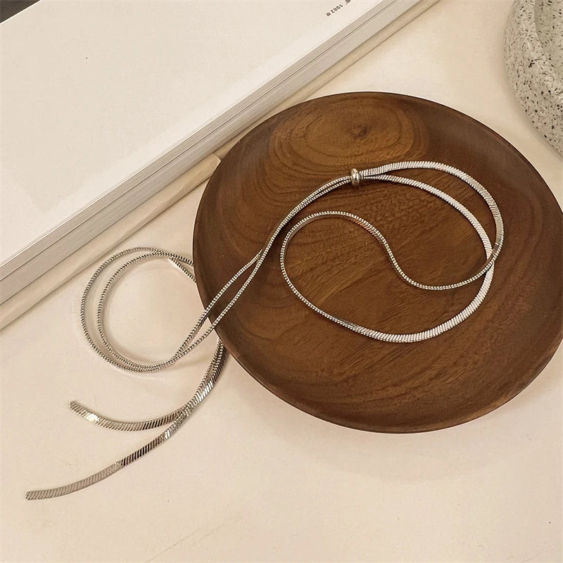 HERnniez Fine Jewelry 134cm Pull Adjusting Charm Chain Choker Necklaces