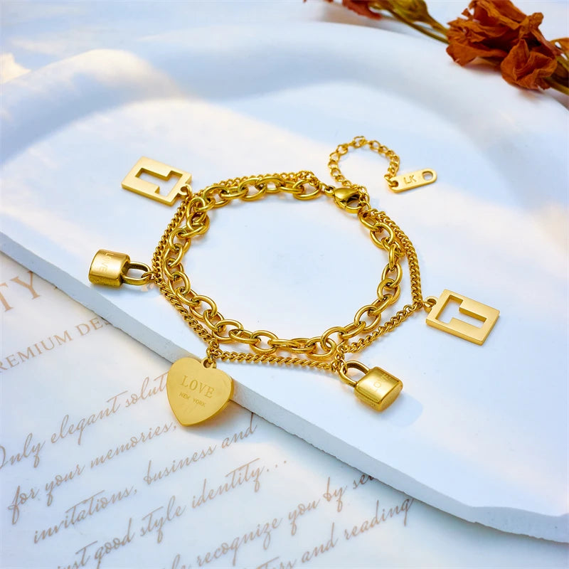 HERnniez Butterfly Heart Multilayer Chain Bracelet Jewelry