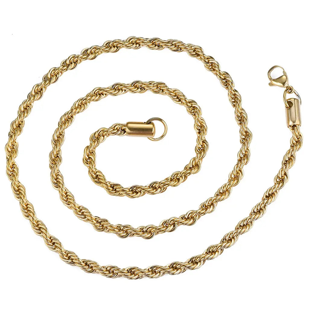 HERnniez 2-6MM Twisted Rope Chain Necklace Never Fade Jewelry