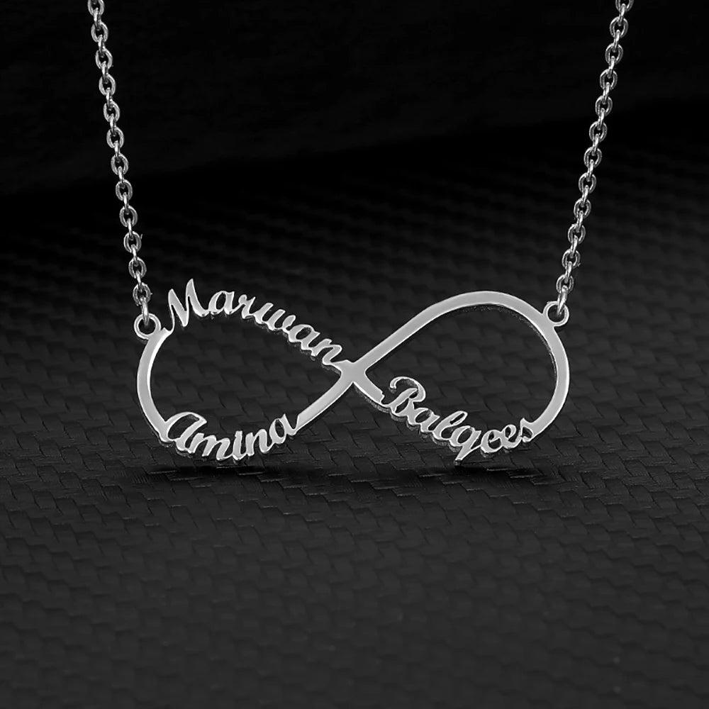 HERnniez Custom Double Heart Two Names Infinity Necklaces