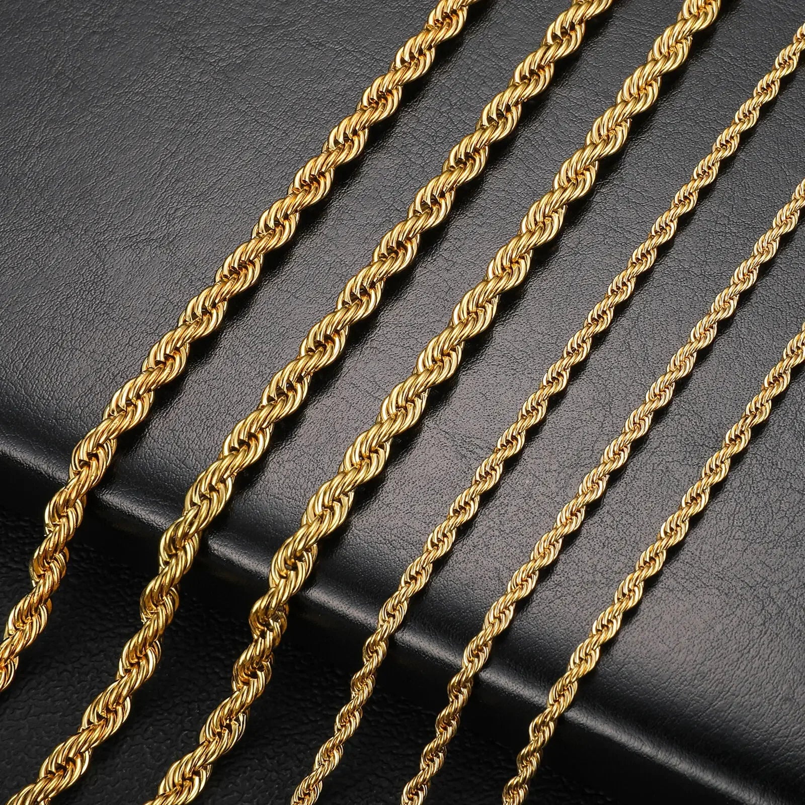 HERnniez 2-6MM Twisted Rope Chain Necklace Never Fade Jewelry