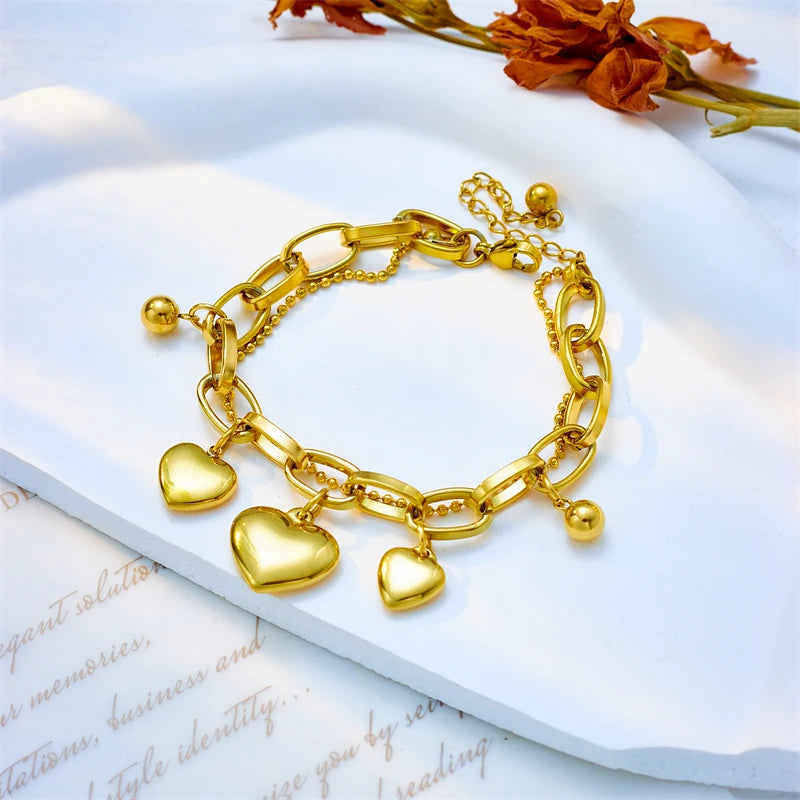 HERnniez Butterfly Heart Multilayer Chain Bracelet Jewelry