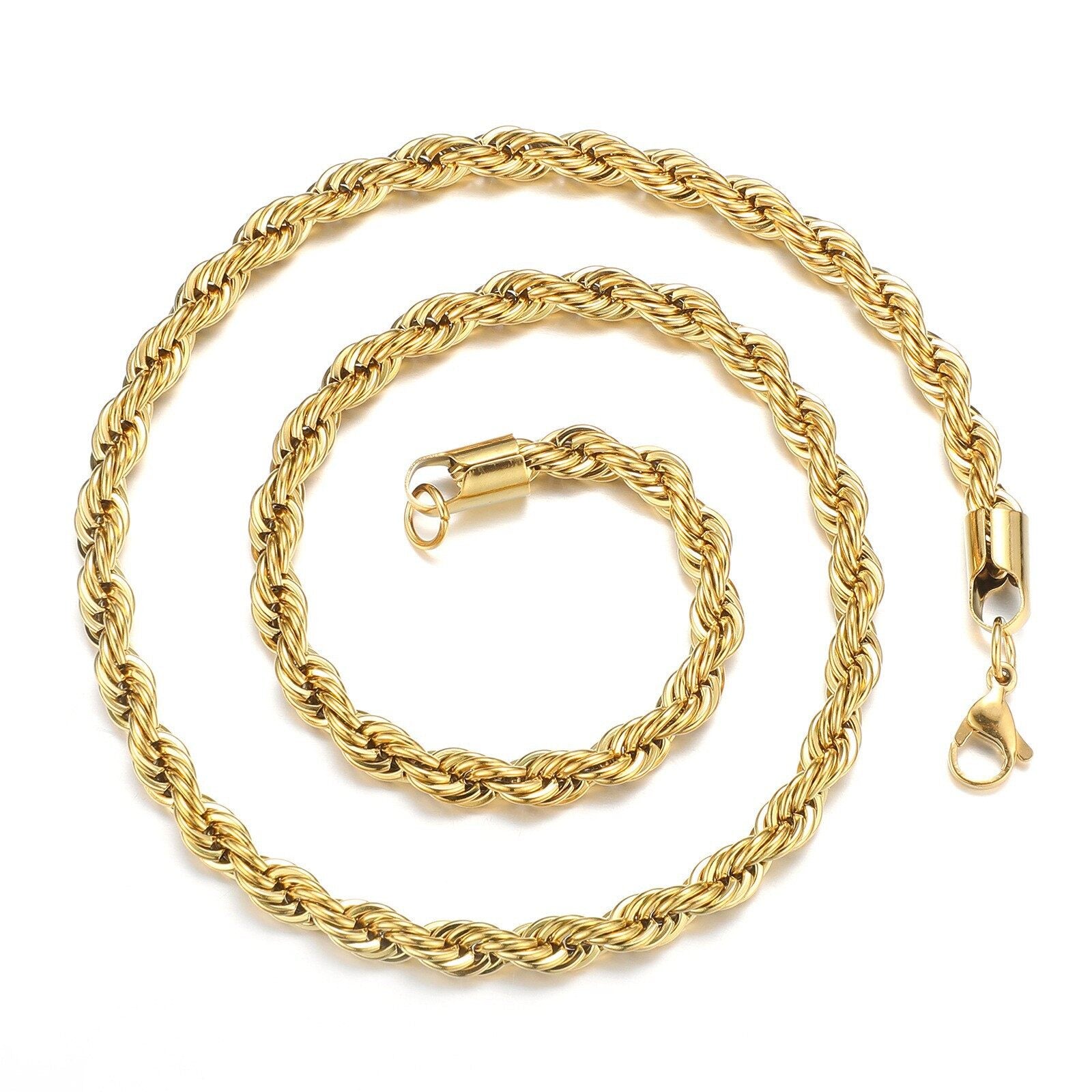 HERnniez 2-6MM Twisted Rope Chain Necklace Never Fade Jewelry