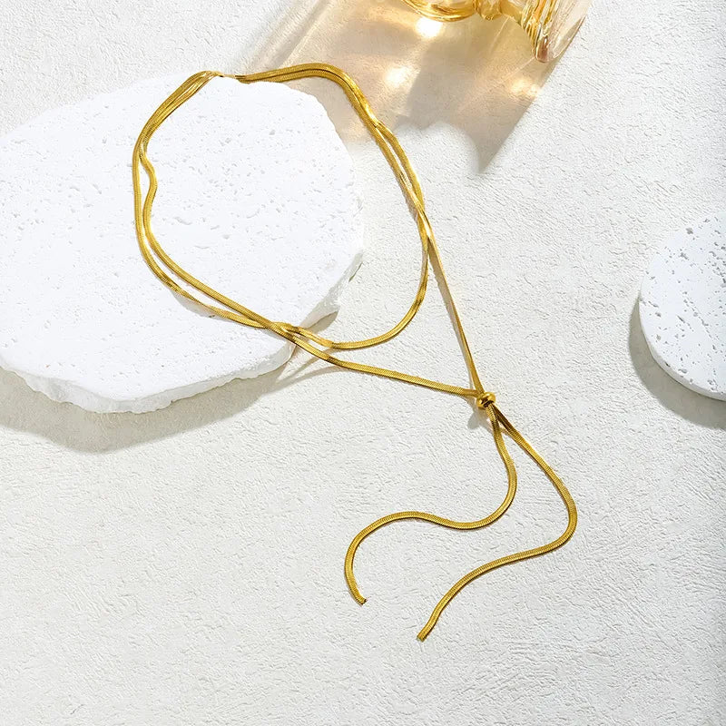 HERnniez Fine Jewelry 134cm Pull Adjusting Charm Chain Choker Necklaces