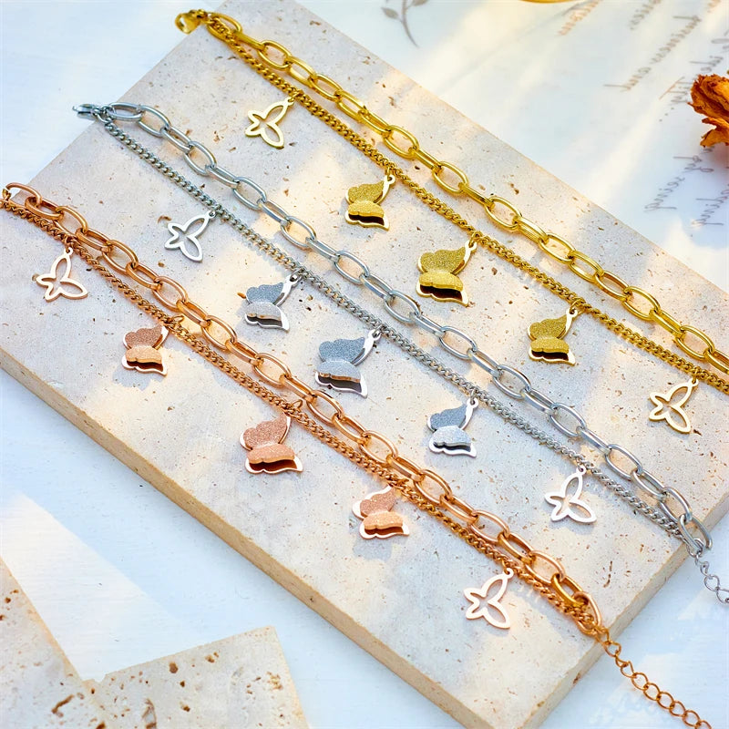 HERnniez Butterfly Heart Multilayer Chain Bracelet Jewelry