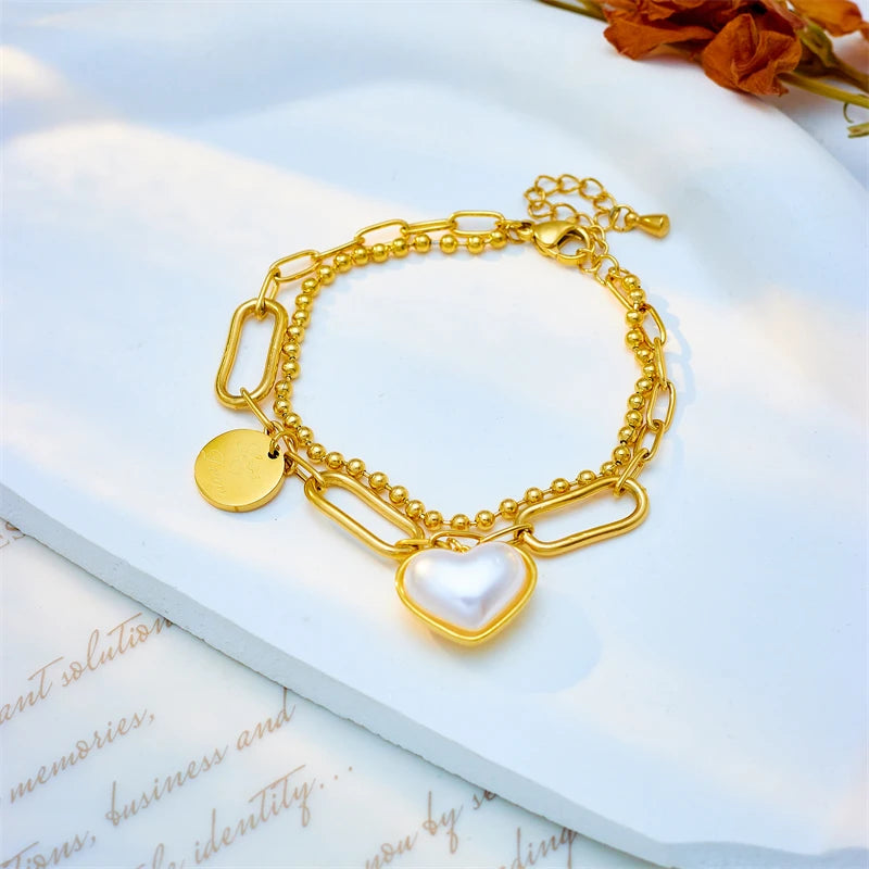 HERnniez Butterfly Heart Multilayer Chain Bracelet Jewelry