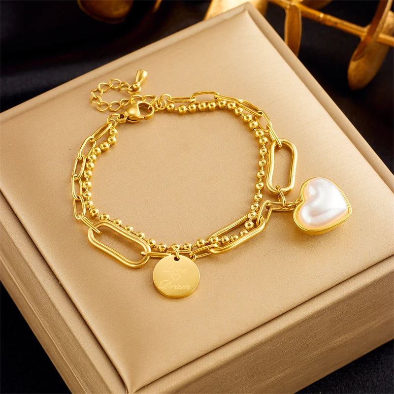 HERnniez Butterfly Heart Multilayer Chain Bracelet Jewelry