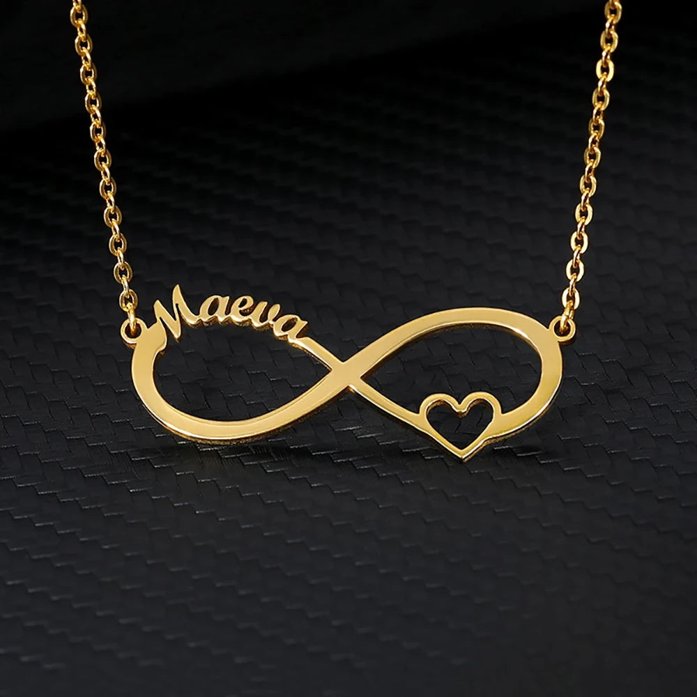 HERnniez Custom Double Heart Two Names Infinity Necklaces