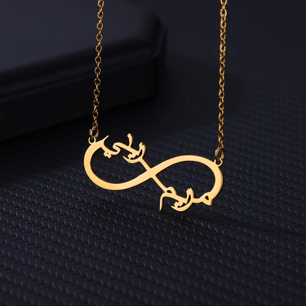 HERnniez Custom Double Heart Two Names Infinity Necklaces