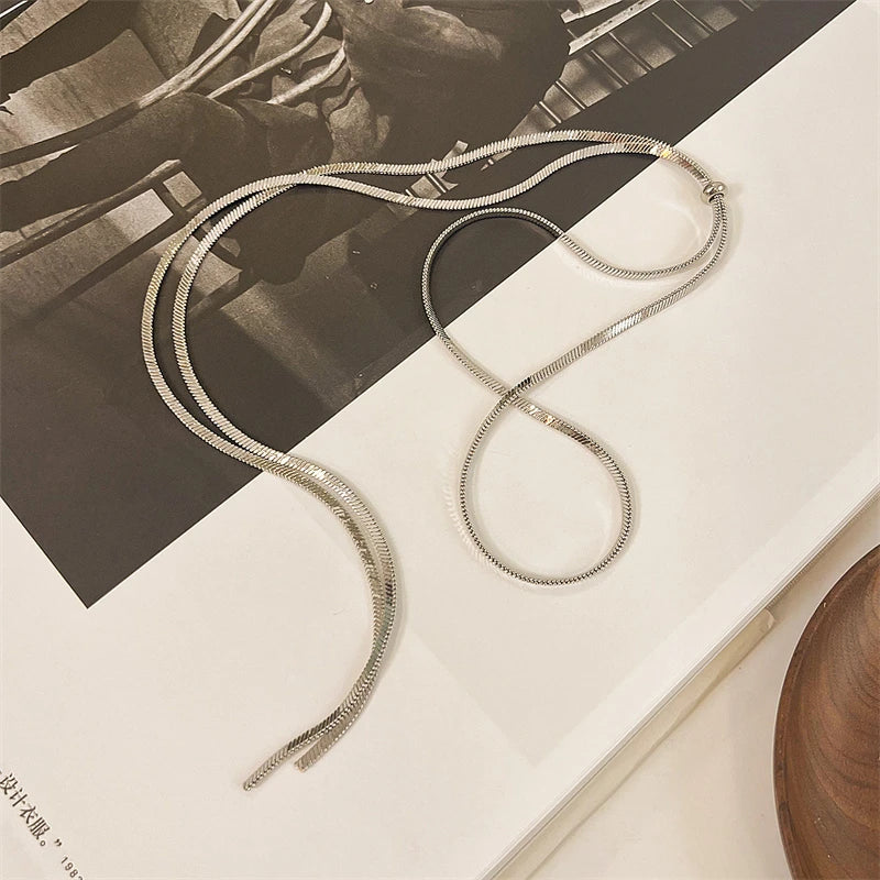 HERnniez Fine Jewelry 134cm Pull Adjusting Charm Chain Choker Necklaces