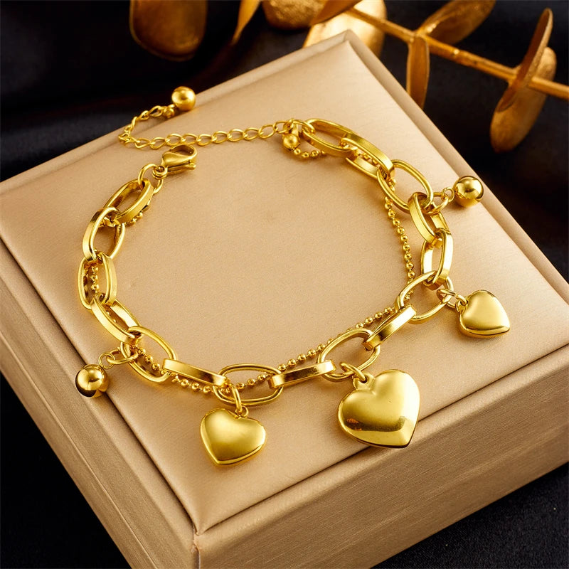 HERnniez Butterfly Heart Multilayer Chain Bracelet Jewelry