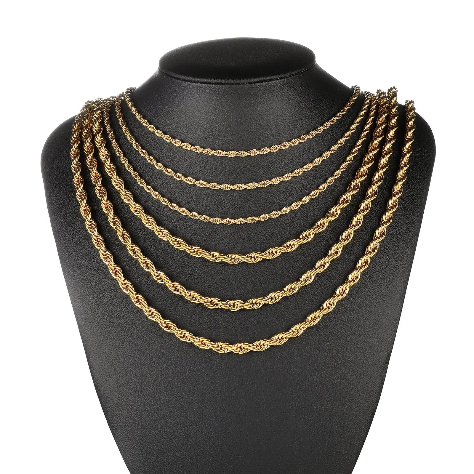 HERnniez 2-6MM Twisted Rope Chain Necklace Never Fade Jewelry