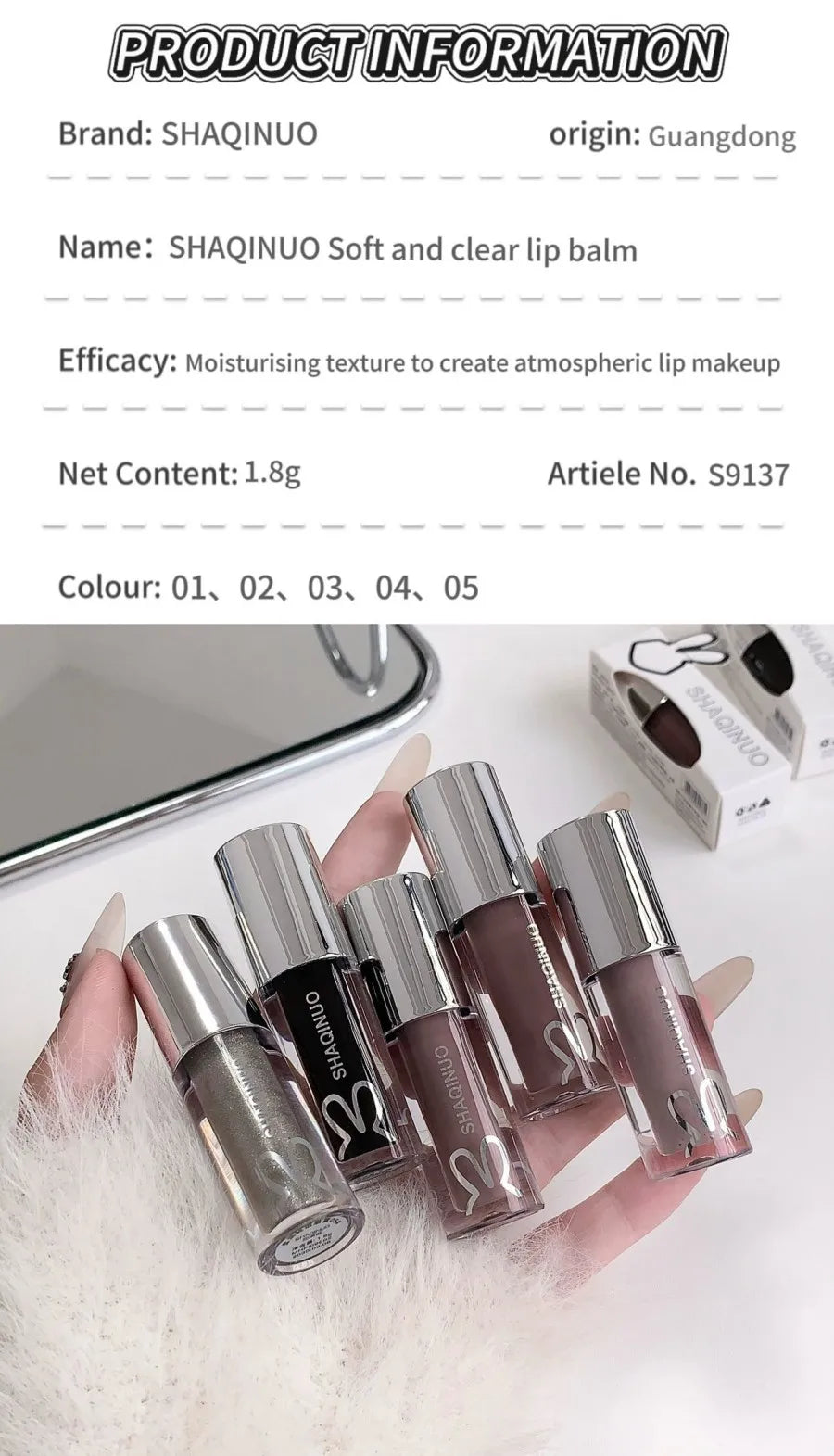 HERNNIEZ Water Light Mirror Lasting Moisturizing Lip Gloss