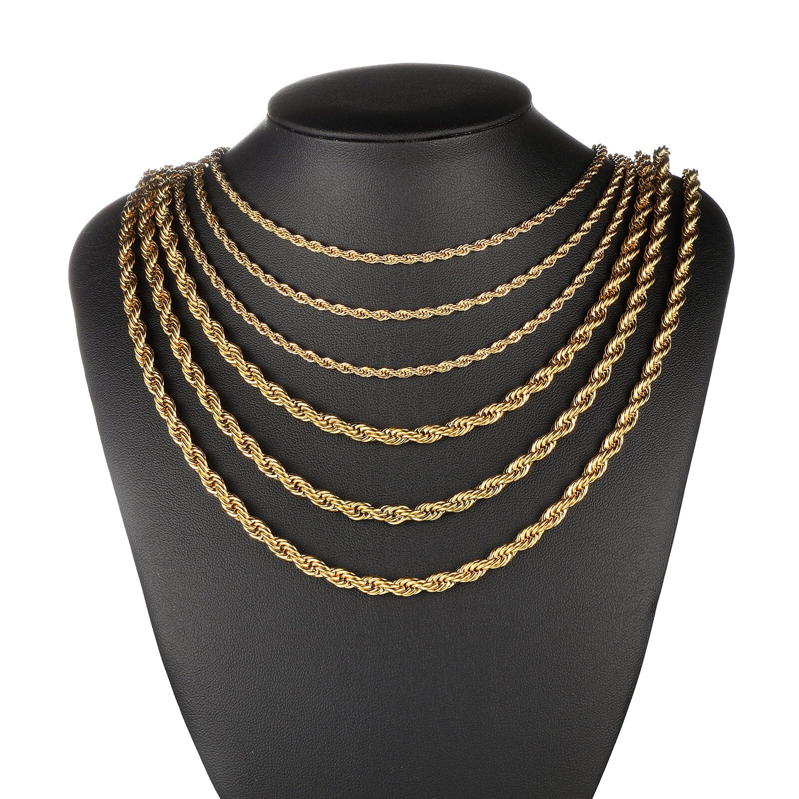 HERnniez 2-6MM Twisted Rope Chain Necklace Never Fade Jewelry