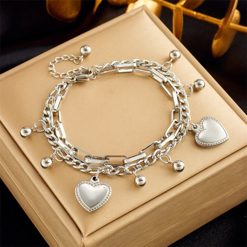 HERnniez Butterfly Heart Multilayer Chain Bracelet Jewelry
