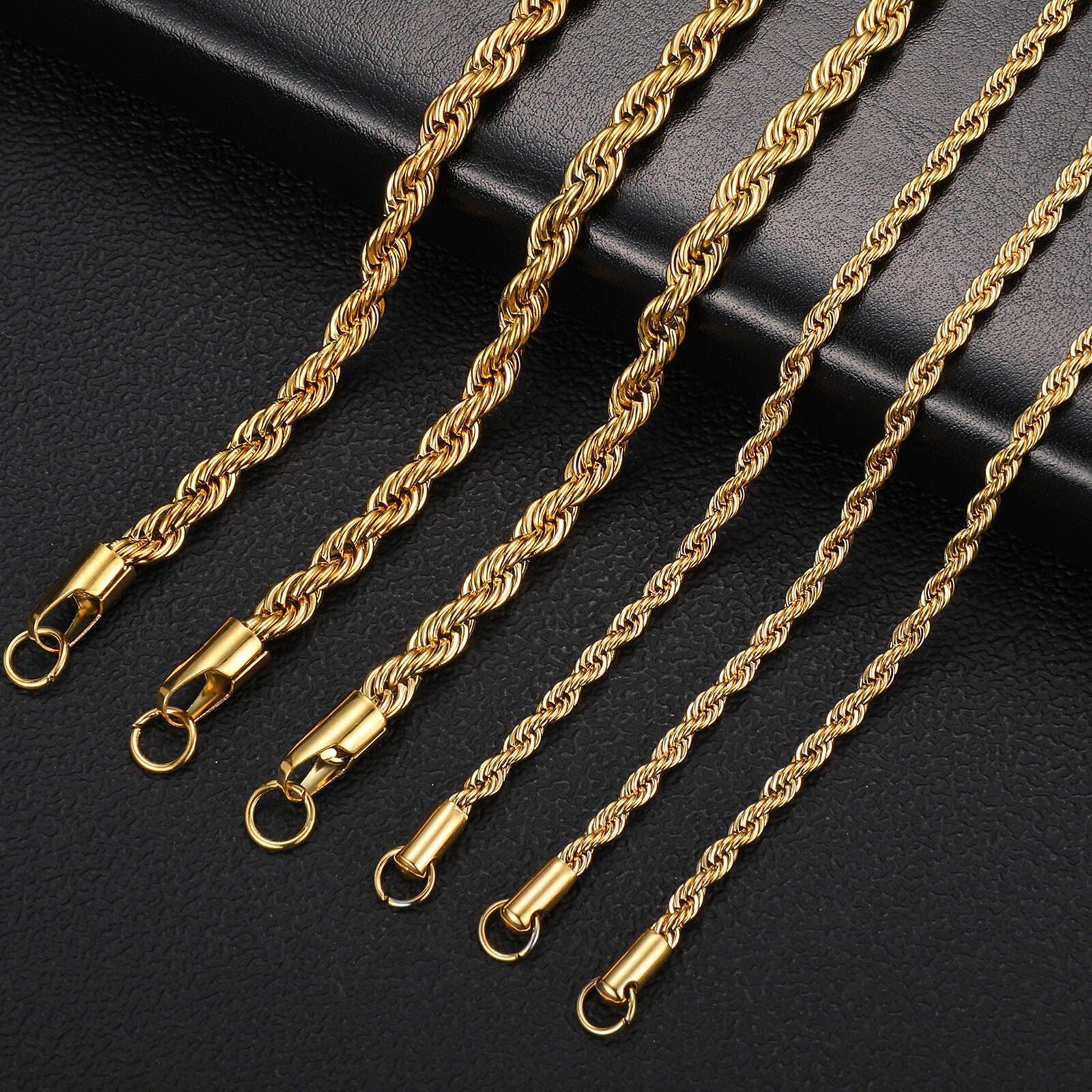 HERnniez 2-6MM Twisted Rope Chain Necklace Never Fade Jewelry
