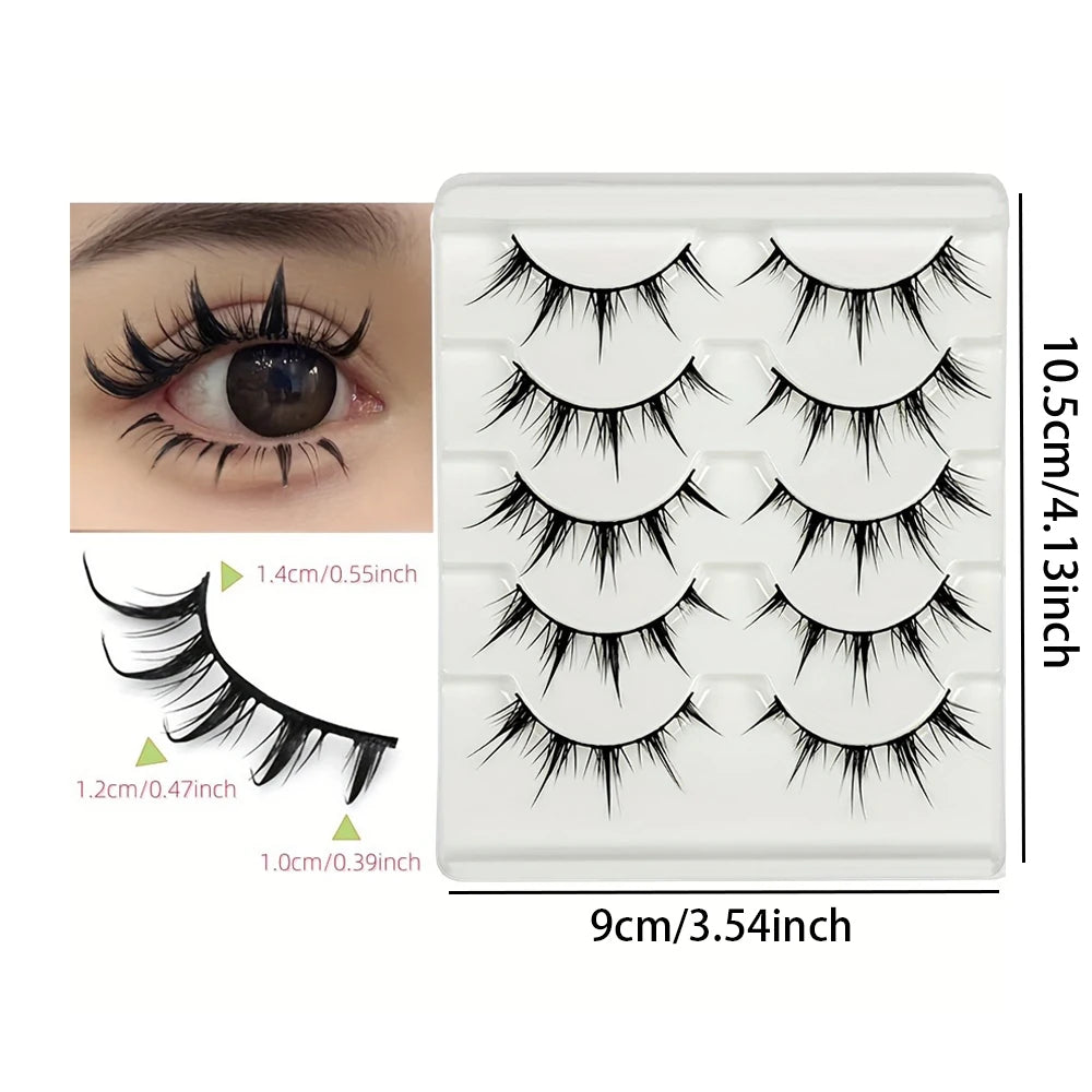 HERnniez Anime-Inspired False Eyelashes, 5 Pairs Cartoon Eye Faux Lashes