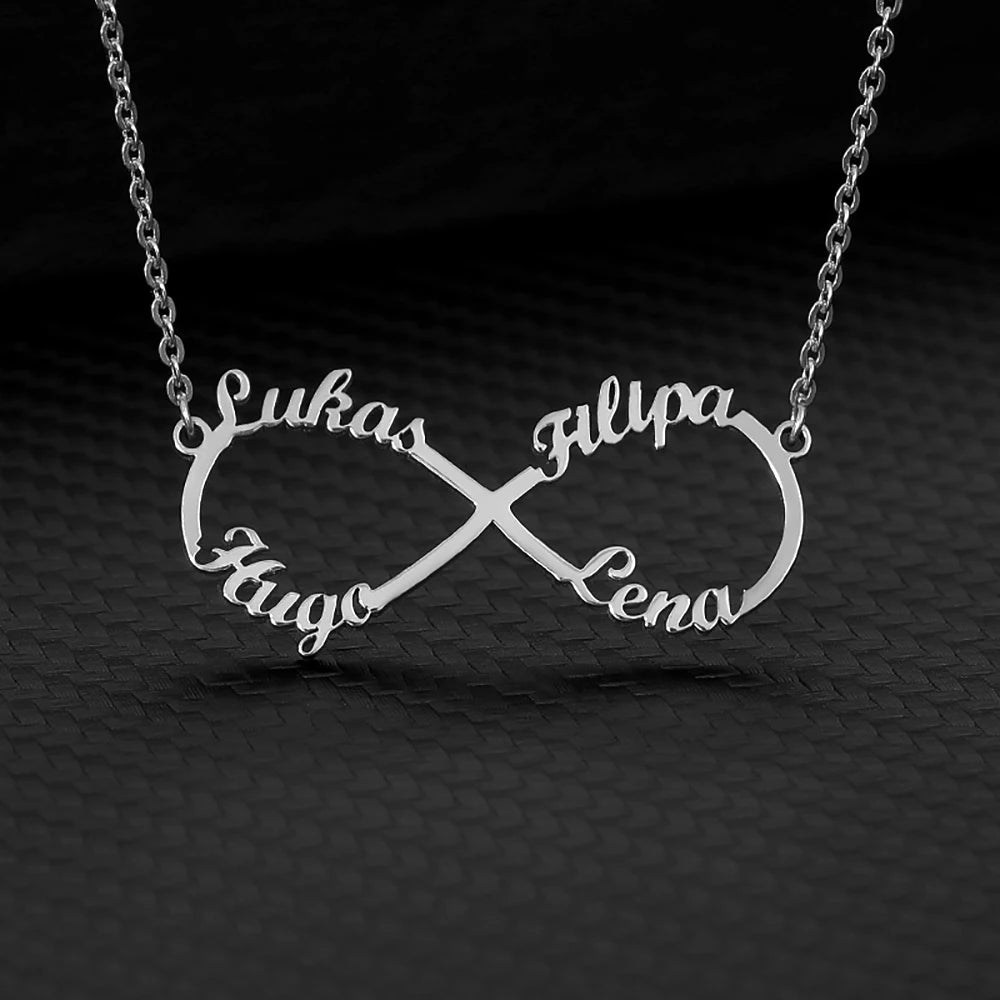 HERnniez Custom Double Heart Two Names Infinity Necklaces