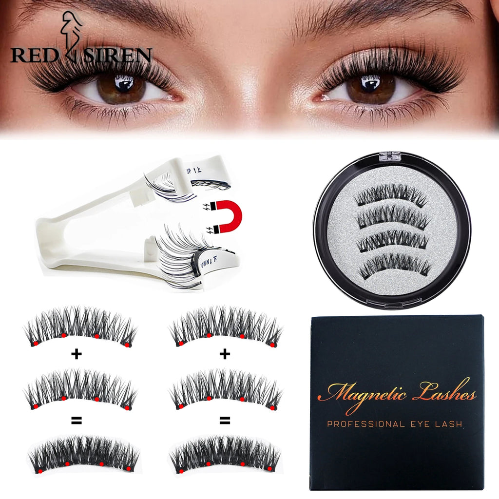RED SIREN Magnetic Eyelashes Kit — Reusable False Lashes for Natural