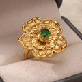 HERnniez Luxury Green Flower Rings Jewelry