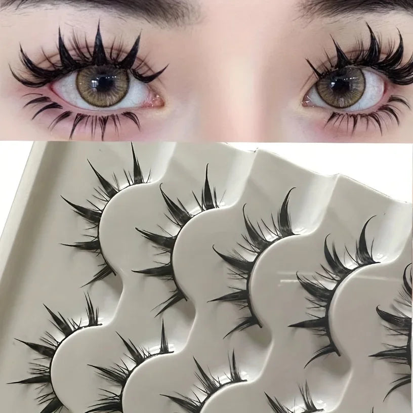 HERnniez Anime-Inspired False Eyelashes, 5 Pairs Cartoon Eye Faux Lashes