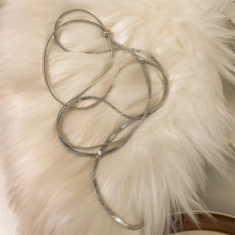 HERnniez Fine Jewelry 134cm Pull Adjusting Charm Chain Choker Necklaces