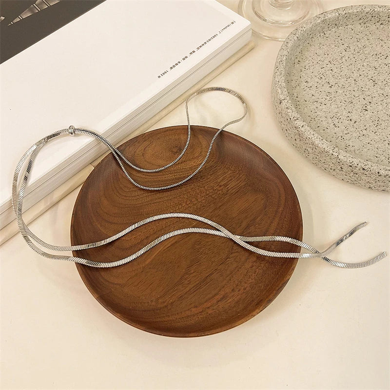 HERnniez Fine Jewelry 134cm Pull Adjusting Charm Chain Choker Necklaces