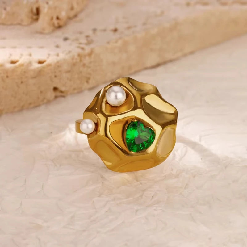 HERnniez Luxury Green Flower Rings Jewelry
