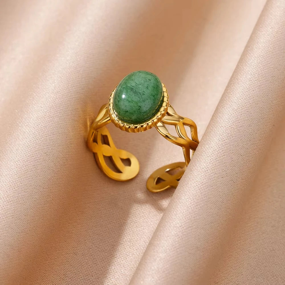 HERnniez Luxury Green Flower Rings Jewelry
