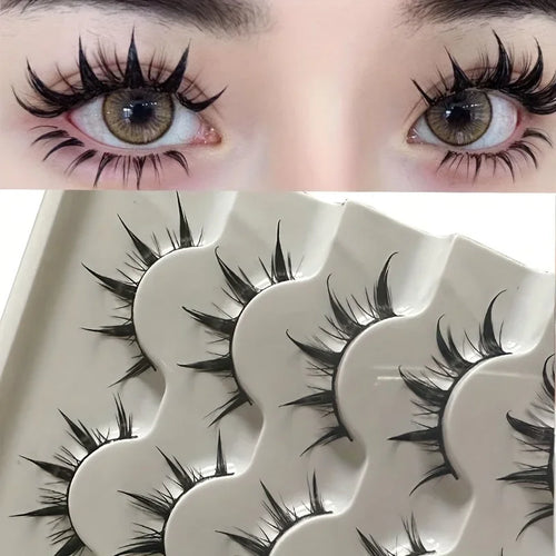 HERnniez Anime-Inspired False Eyelashes, 5 Pairs Cartoon Eye Faux Lashes