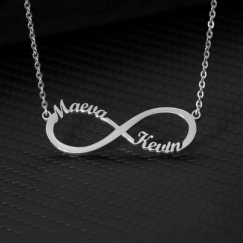 HERnniez Custom Double Heart Two Names Infinity Necklaces